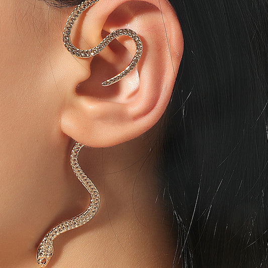 Non-hole Ear Clip  Zircon Snake-shaped Earring